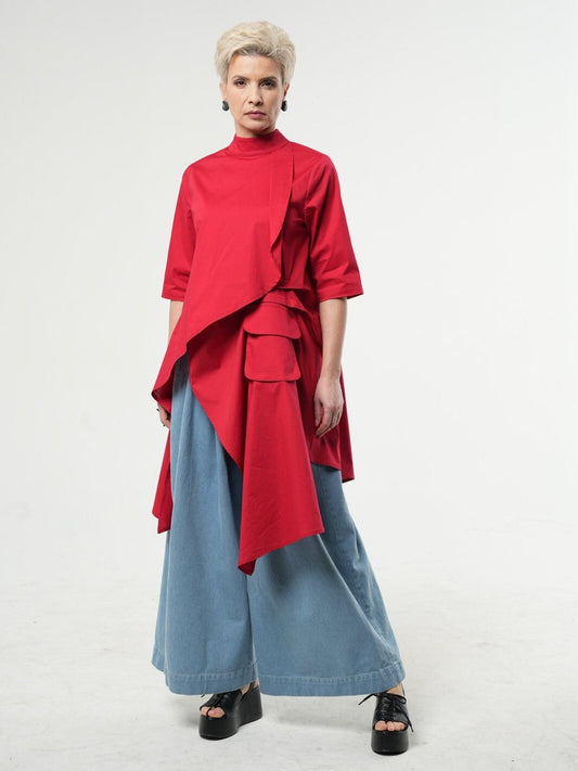 Asymmetrical Shirt / Oversized Tunic / Short Sleeve Tunic / Avant Garde Clothing / Asymmetric Tunic